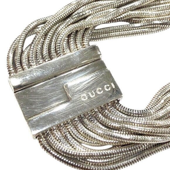 GUCCI Multi Strand Bracelet 6.7" Silver 925 Auth w/Box D-90 - Picture 3 of 8